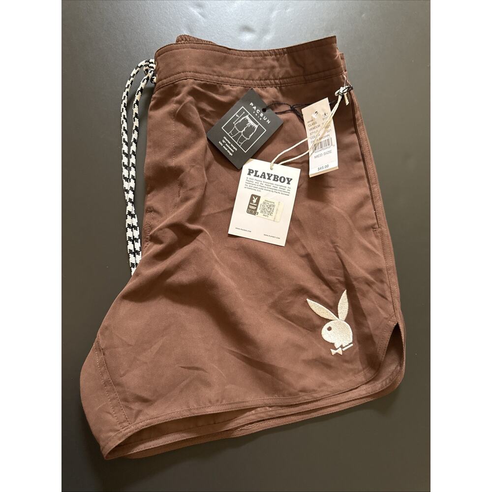 Playboy by Pacsun Men’s Swim Trunks Mesh Pockets Brown Sz Med. NWT